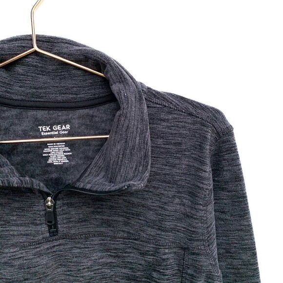 NWT Tek Gear Dark Gray Marled Fleece Quarter Zip - Picture 2 of 7